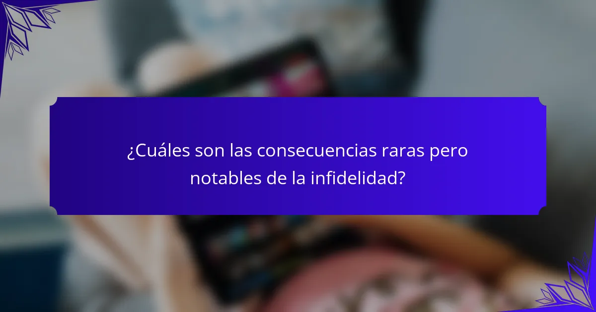 ¿Cuáles son las consecuencias raras pero notables de la infidelidad?