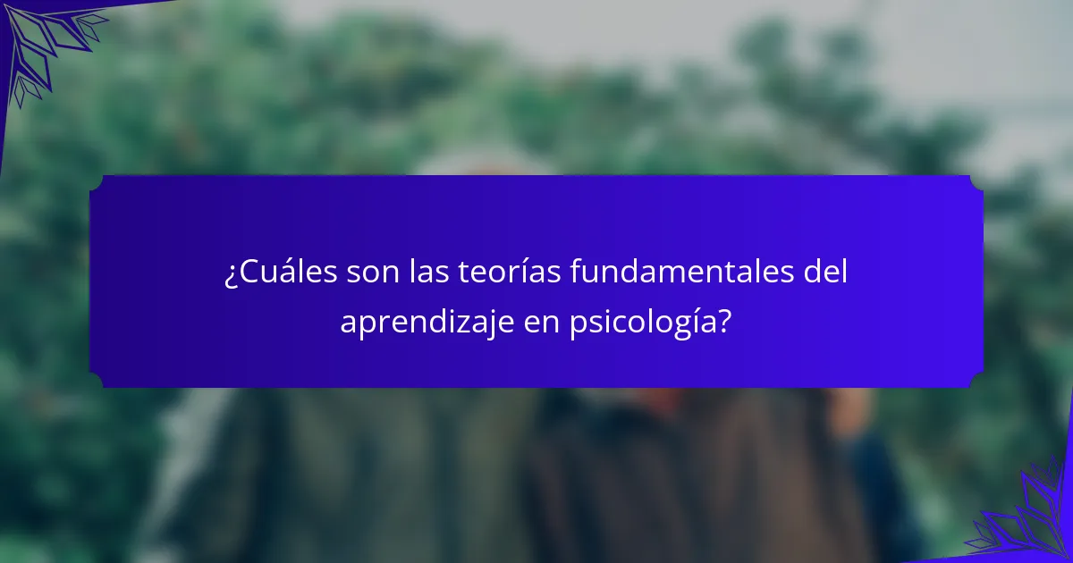 ¿Cuáles son las teorías fundamentales del aprendizaje en psicología?