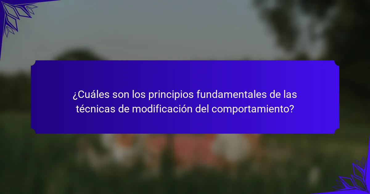 ¿Cuáles son los principios fundamentales de las técnicas de modificación del comportamiento?