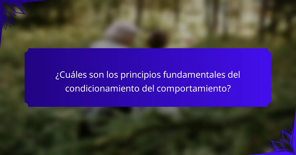 ¿Cuáles son los principios fundamentales del condicionamiento del comportamiento?