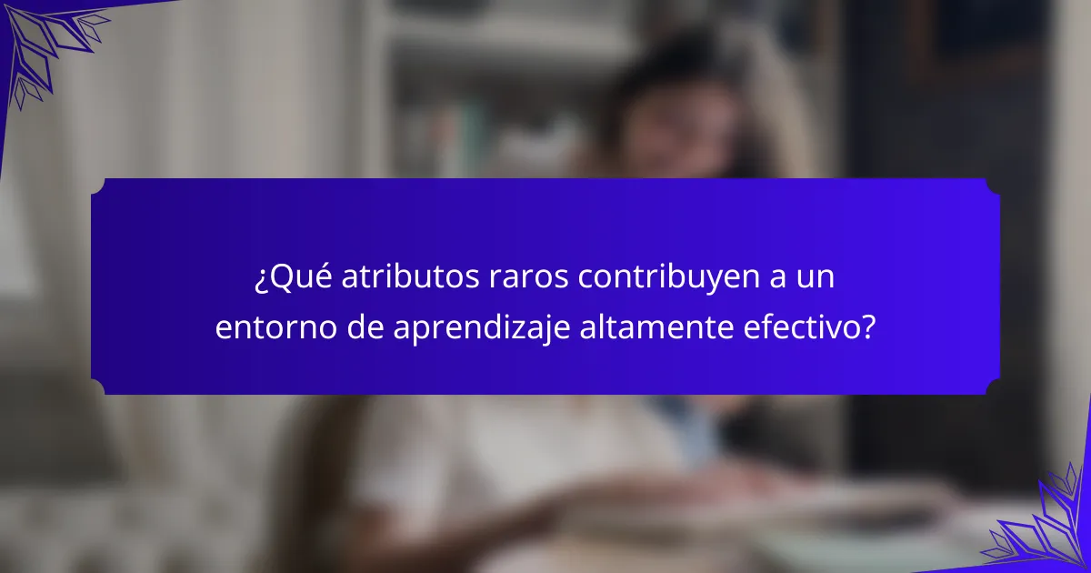 ¿Qué atributos raros contribuyen a un entorno de aprendizaje altamente efectivo?