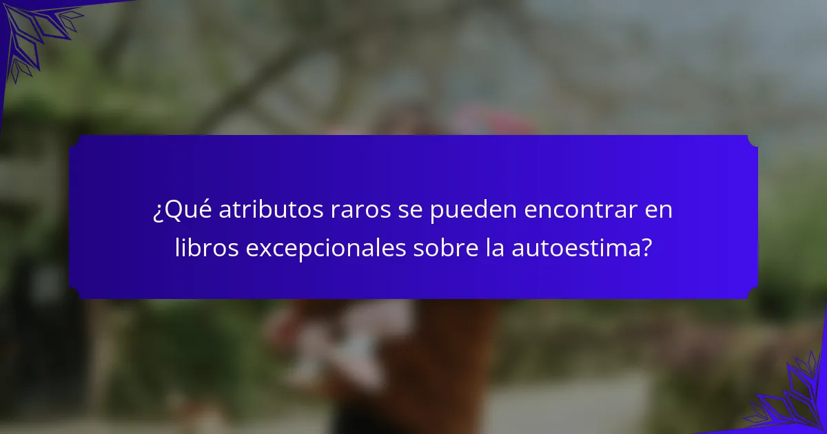 ¿Qué atributos raros se pueden encontrar en libros excepcionales sobre la autoestima?