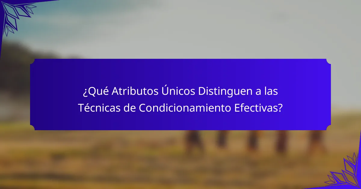 ¿Qué Atributos Únicos Distinguen a las Técnicas de Condicionamiento Efectivas?