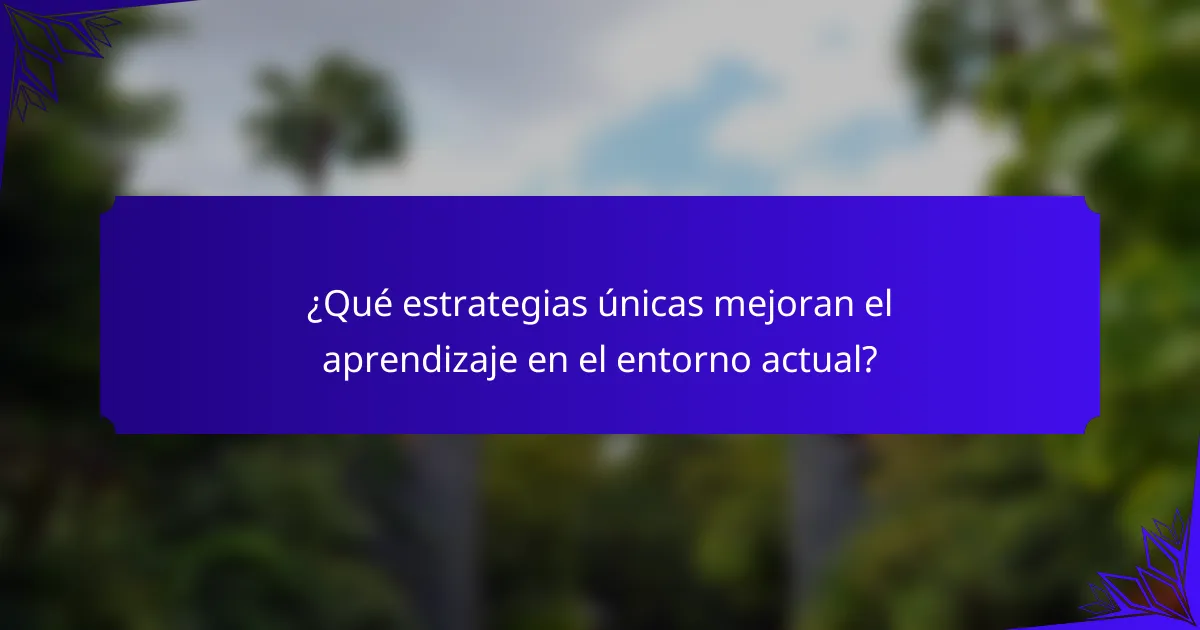 ¿Qué estrategias únicas mejoran el aprendizaje en el entorno actual?